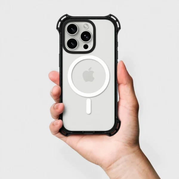Black frame Anti-fall clear phone case MagSafe Compatible (2)