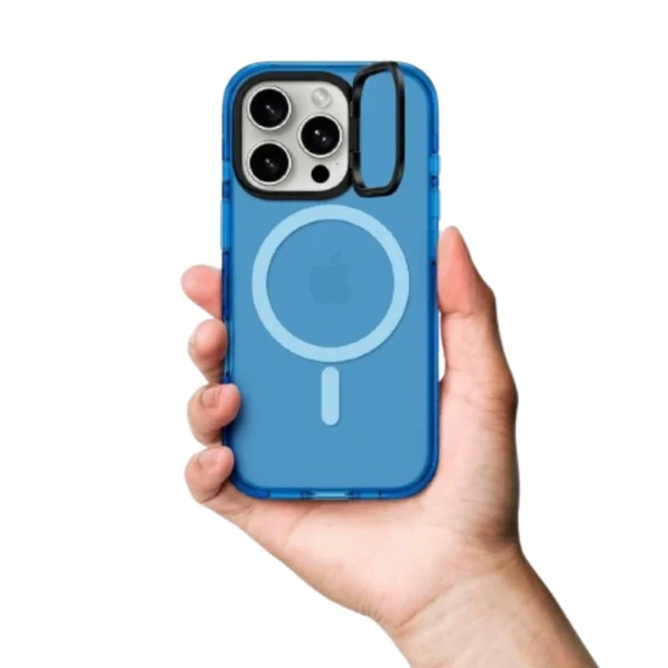Blue - With stand - black frame - clear phone case (2)