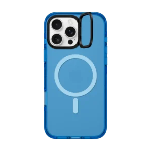 Blue - With stand - black frame - clear phone case (3)