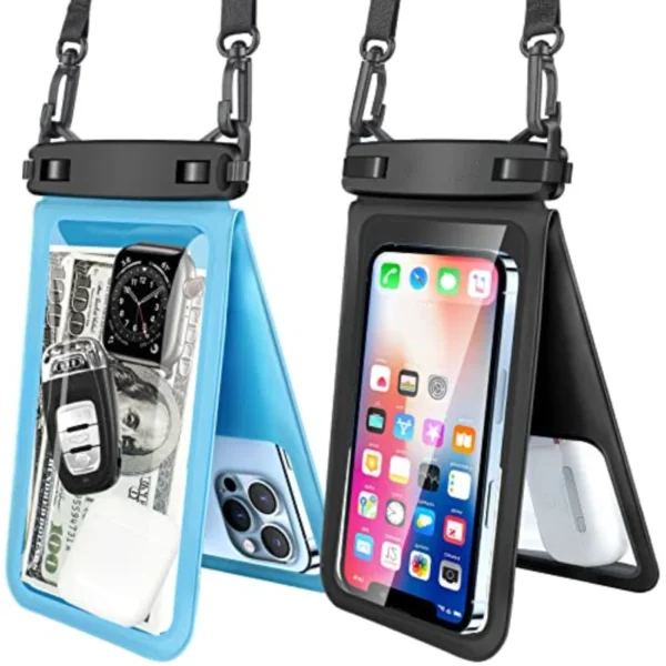 blue-black PVC 2 Pack Waterproof Phone Case