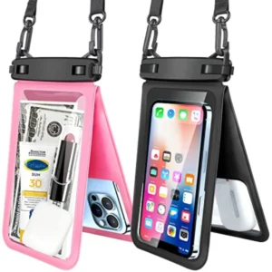 pink-black PVC 2 Pack Waterproof Phone Case