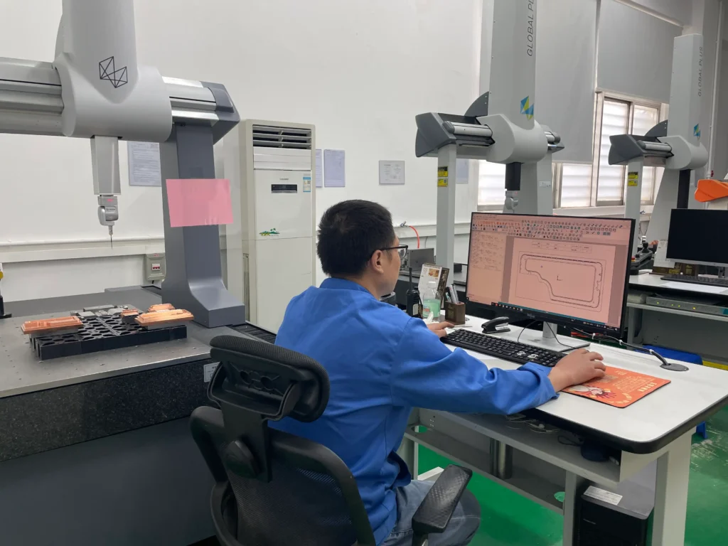 Engineers are measuring with CMM