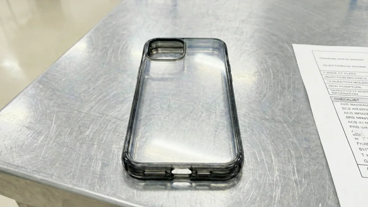 CNC machined phone case prototype used for validating structural fit, button ergonomics, and dimensions prior to mold making.
