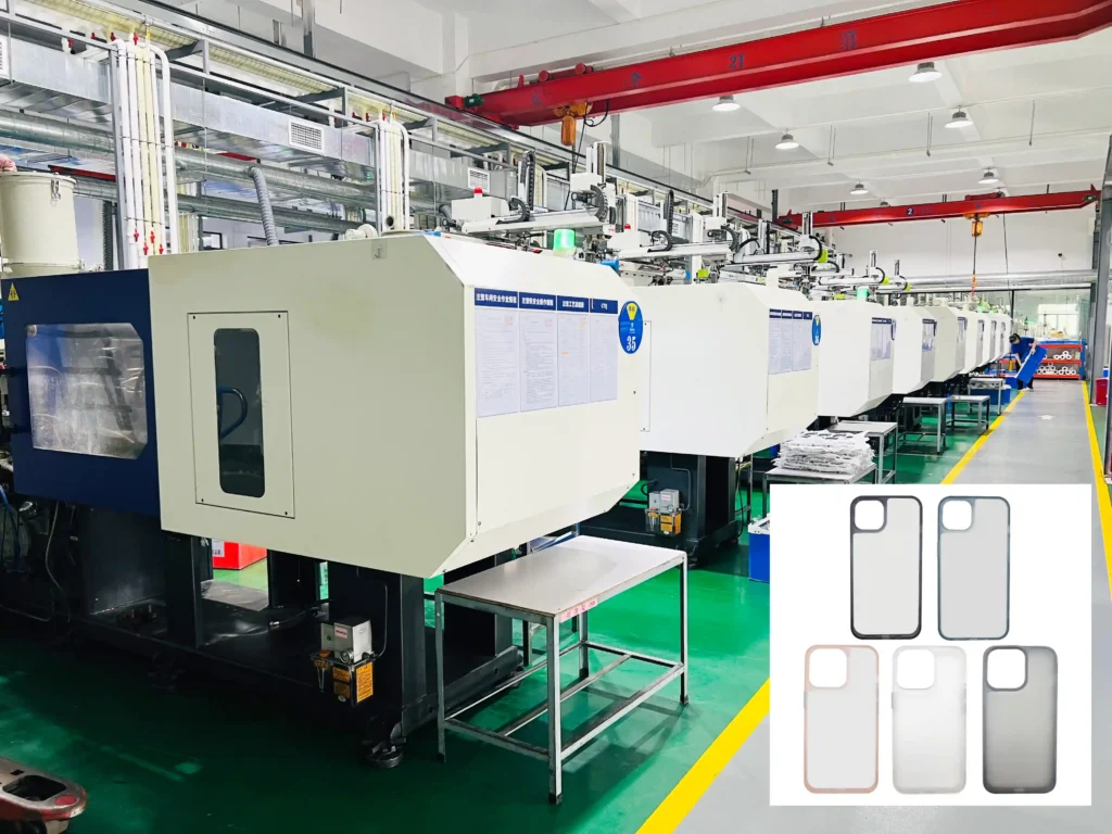 TPU phone case manufacturing process in factory