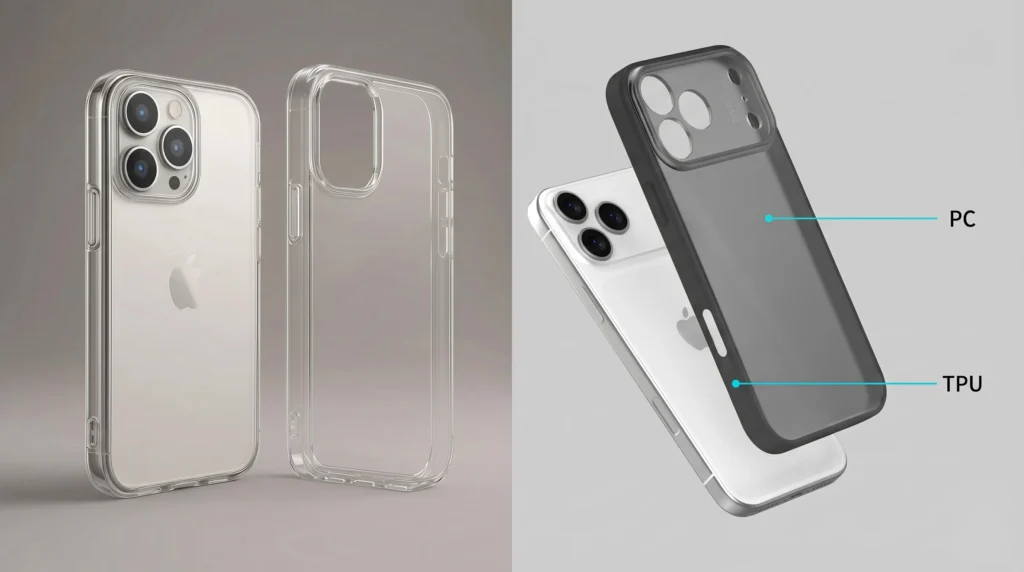 comparison of single layer TPU case vs dual layer phone case