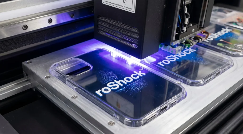 custom logo phone case printing process using UV technology