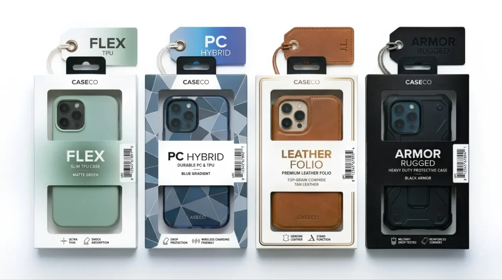 custom phone case packaging retail box barcode labeling