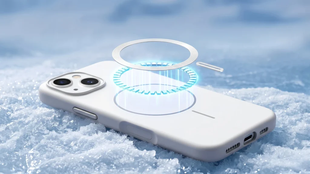 structure of magnetic phone case showing magnet ring