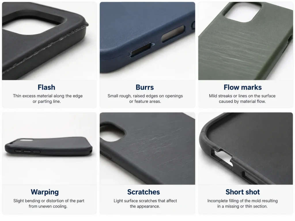 Common phone case defects