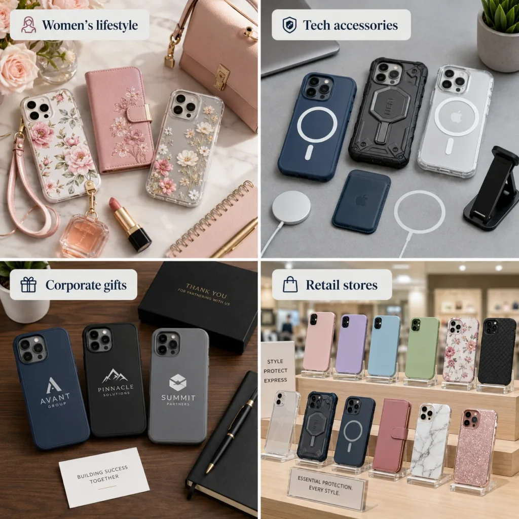 Phone case trends by customer group for fashion, tech, corporate gift, and retail buyers