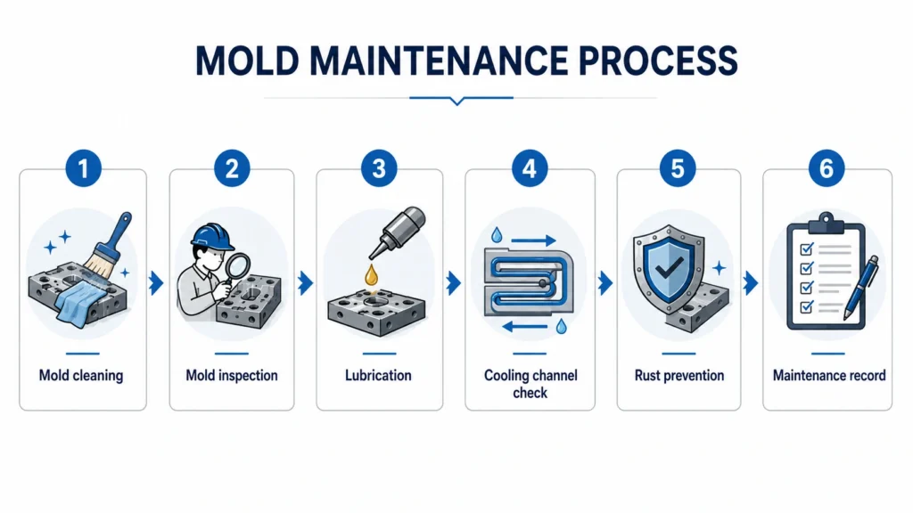 Plastic injection mold maintenance process