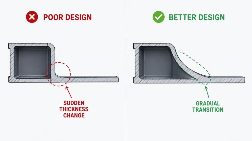 Uniform wall thickness design comparison