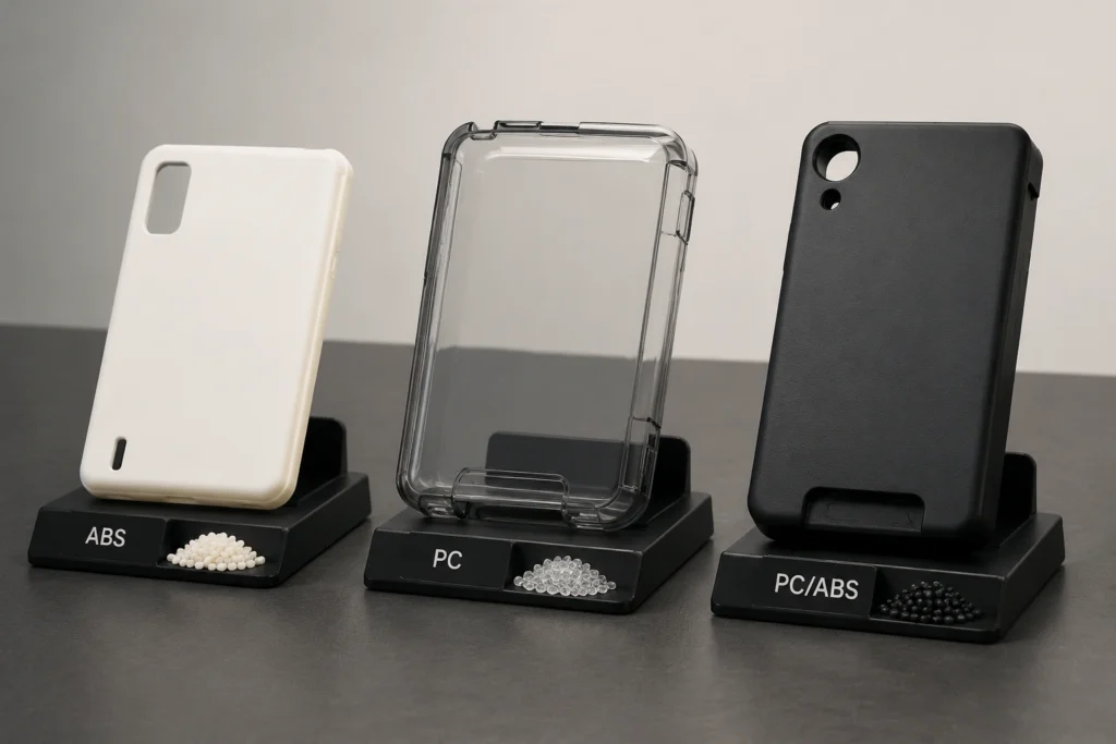 ABS VS polycarbonate VS PC ABS samples