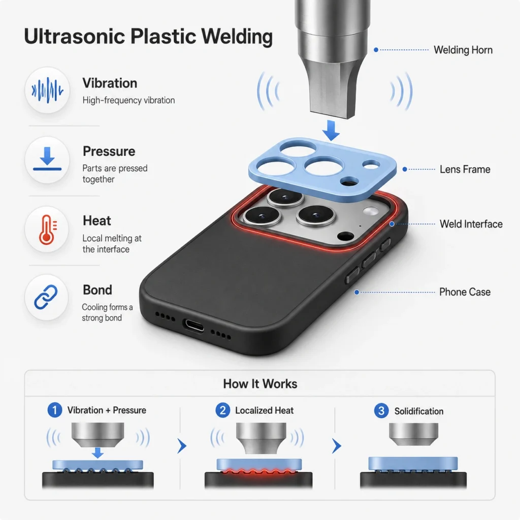 Basic ultrasonic welding process diagram